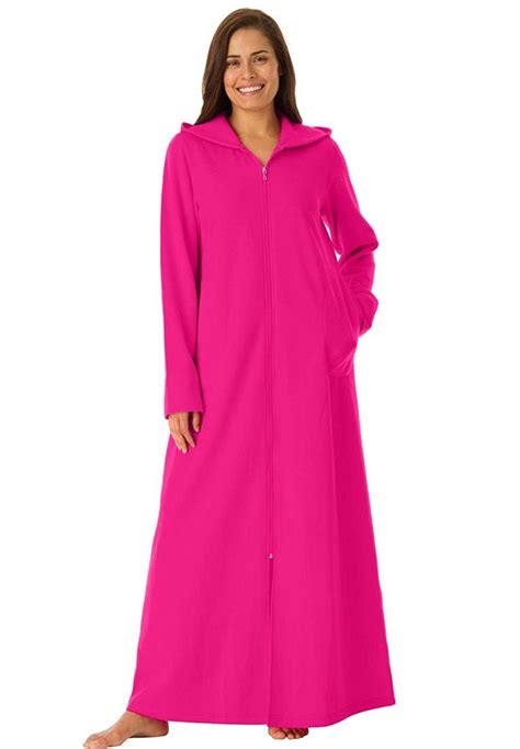 Dreams And Co Women S Plus Size Long Ultra Soft Fleece Hoodie Robe Check Out This Great