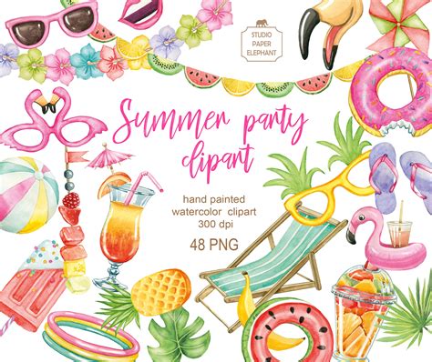 Summer Party Clipart Pool Party Clipart Beach Party Clipart Etsy