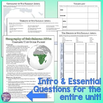 Sub Saharan Africa Geography Unit Packet Map Worksheets Activities