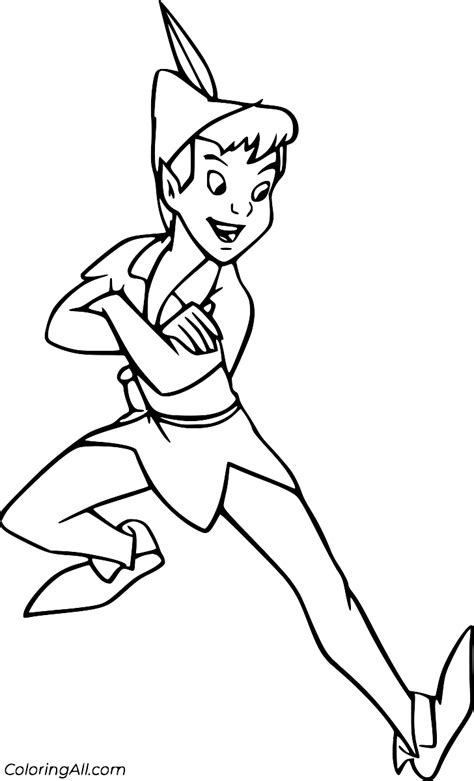 Peter Pan Jumping Coloring Page ColoringAll