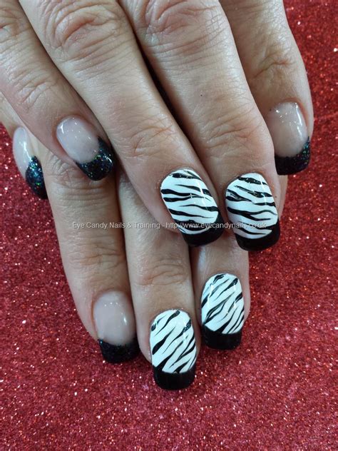 Eye Candy Nails And Training Black And White Gel With Freehand Nail Art