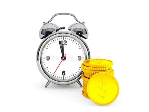 Time Is Money Concept Alarm Clock With Golden Coin Stock Illustration