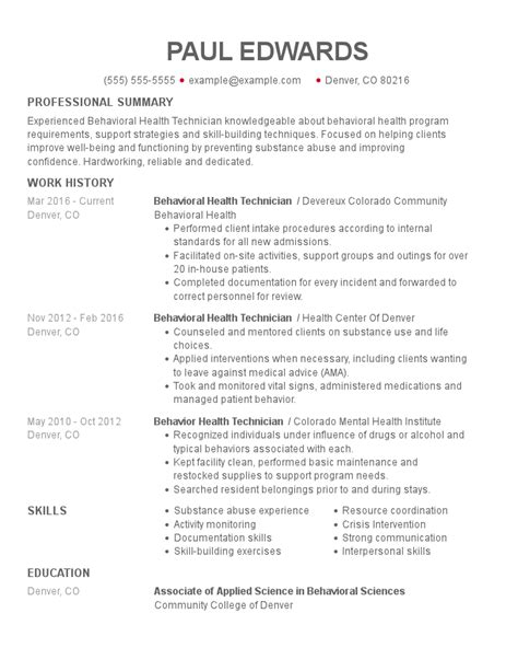 Professional Mental Health Resume Examples