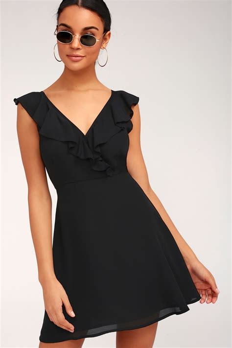 Cute Black Dress Ruffled Dress Backless Dress Lbd Lulus