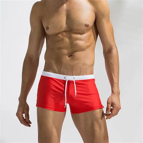 Brand Sexy Male Swim Trunks Shorts Low Rise Mens Nylon Swimwear Boxer