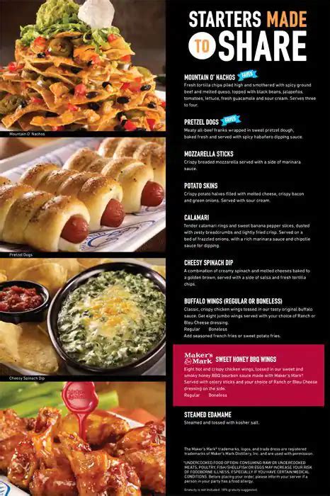 Dave Buster S Menu Menu For Dave Buster S Balcones Heights San