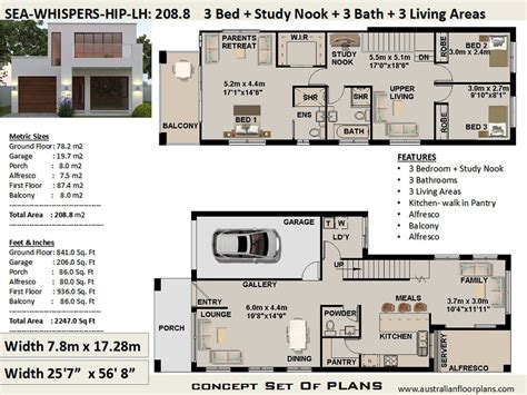 Duplex-townhouse House Plans modern 2 Story Home 208 M2 2247 Sq. Feet Two Storey Floor Plans 2 ...