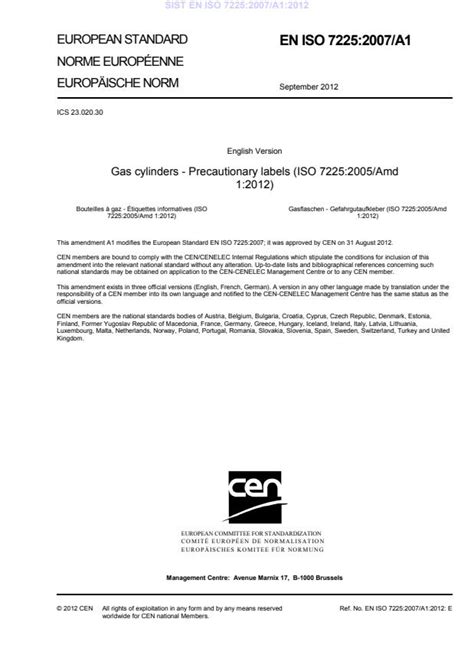 EN ISO 7225:2007/A1:2012 - Gas cylinders - Precautionary labels (ISO ...