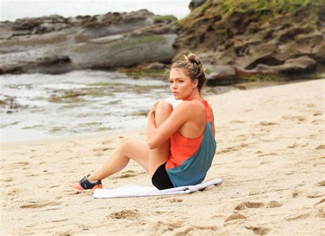 Chari Hawkins In Shorts Jogging On The Beach In San Diego 11 Gotceleb