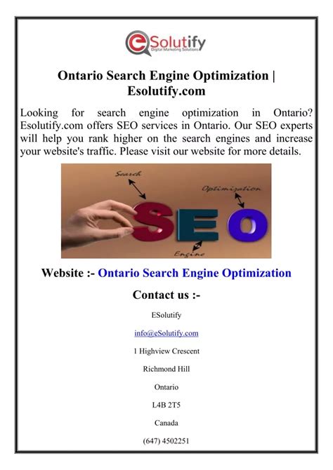 PPT Ontario Search Engine Optimization Esolutify PowerPoint