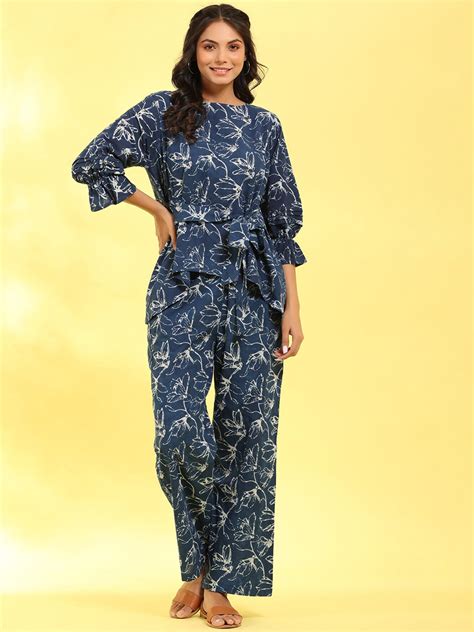 Buy Jisora Women Blue Printed Pure Cotton Co Ords Co Ords For Women