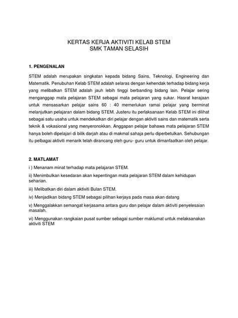 Kertas Kerja Kelab Stem Pdf