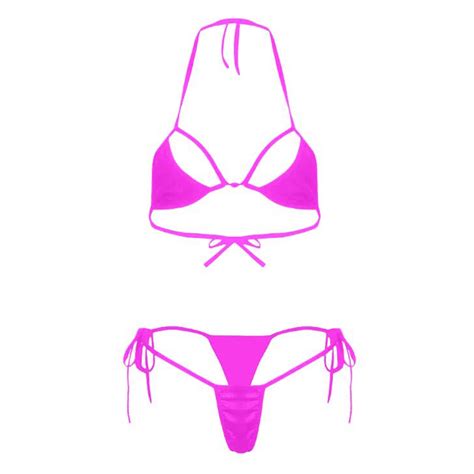 Zqgjb Womens Sheer Extreme Swimsuit Bikini Sexy Halterneck Top And Tie