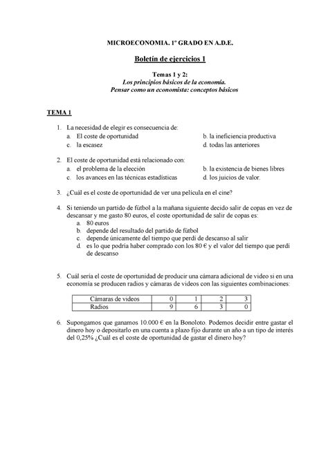 Práctica de conceptos basicos MICROECONOMIA 1º GRADO EN A D Boletín