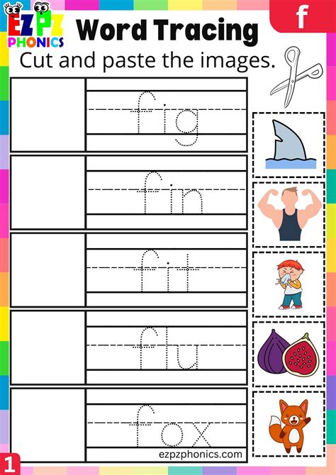 Letter F Word Tracing Beginning Sounds Worksheet