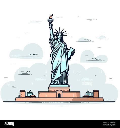 Estatua de la Libertad dibujado a mano ilustración cómica Estatua de