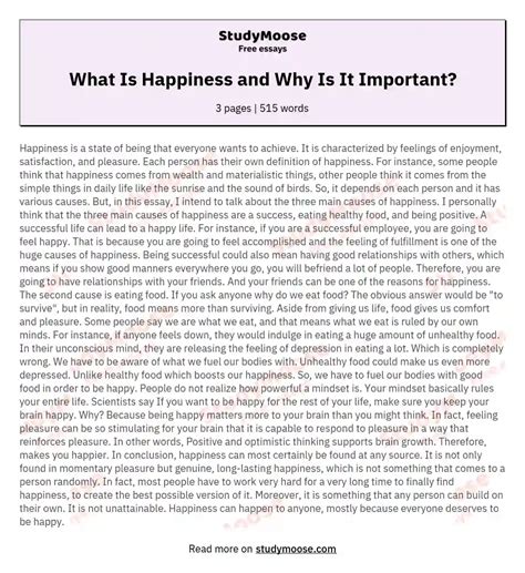 What Is Happiness And Why Is It Important Free Essay Example