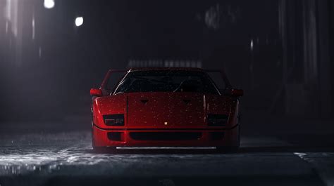 Car Rain Snow Pop Up Headlights Ferrari F 40 Ferrari F40 Frontal View ...