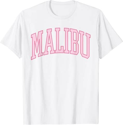 Preppy Varsity Pink Malibu California T Shirt Sports