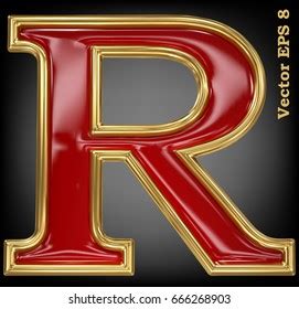 Ruby Red Golden Outline Alphabet Letter Stock Illustration