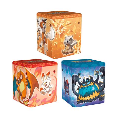 Pokemon TCG Fire Fighting Darkness Stacking Tin Assorted