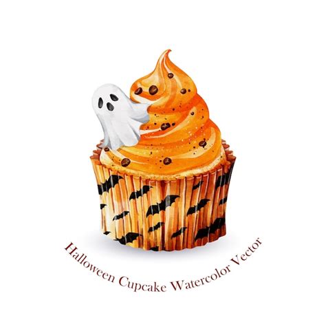 Conception D Art Vectoriel Aquarelle Halloween Cupcake Vecteur Premium