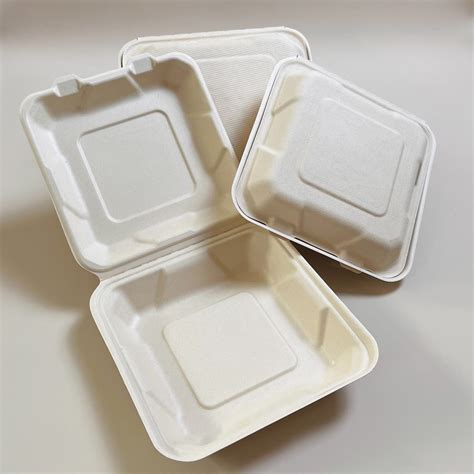 Clamshell Box Paper Pulp Packaging Food Packaging Box Sugarcane Pulp