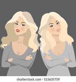 Two Beautiful Blonde Twins Two Glamorous Stock Vector Royalty Free