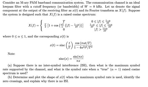 Solved Consider An M Ary Pam Baseband Communication System Chegg