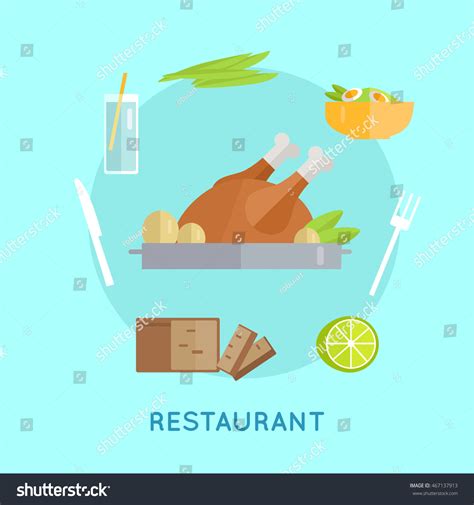 Restaurant Food Vector Concept Flat Style Stock Vector Royalty Free