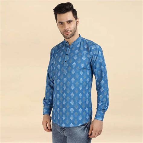 Classic Cotton Printed Short Kurtas For Men Short Kurta पुरुषो का