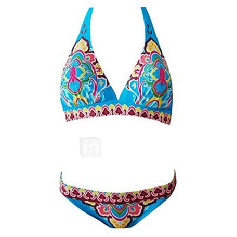 Women S Indian Totem Halter Neck Beach Bikini Swimwear Set