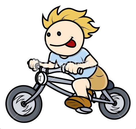 Boy Riding On Bike Vector Cartoon Illustration Stock Image