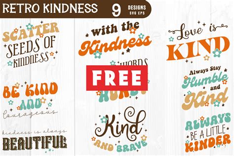 Free Retro Kindness Svg Bundle Designs Graphic By Svg Box Creative