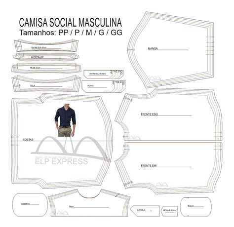 Kit Moldes Sociais Masculinos Camisa Calça Envio P email R 21 99