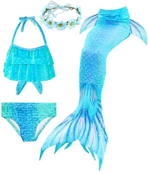 Buy Girl S Swimsuit Mermaid Tail For Swimming Bikini Set Princess Mermaid Costume For Y