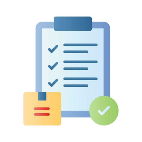 Parcel With Tick Mark And Clipboard Denoting Concept Icon Of Approved