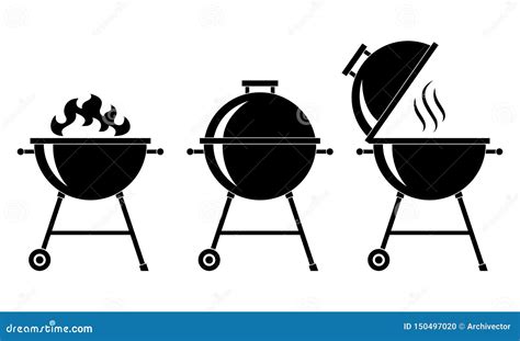 Grills Bbq Set Icons Stock Vector Illustration Of Food 150497020