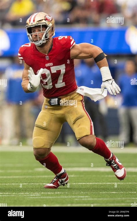 San Francisco Ers Defensive End Nick Bosa Runs During An Nfl