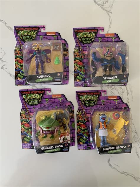 Tmnt Mutant Mayhem Wave 2 Set Of 4 Mondo Gecko Genghis Frog Wingnut Scumbug New Ebay