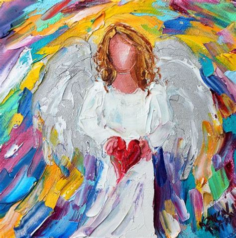 Original Oil Painting Angel Of My Heart 6x6 Palette Knife Impressionism