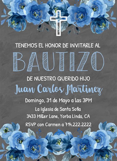 Bautizo Niño Bautizo Invitacion Printable Invitation Baptism Invitation Spanish Baptism