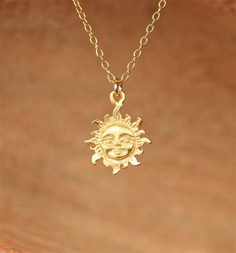 Sun necklace - sunshine necklace - gold sun - you are my sunshine - a ...