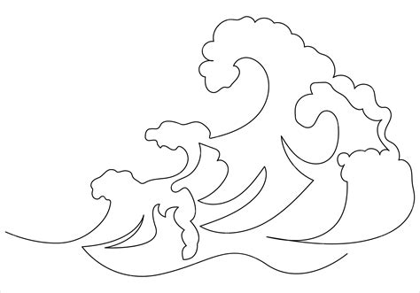 Premium Vector Continuous One Line Drawing Of Sea Waves Out Line