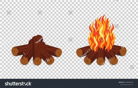 Campfire Isolated On Transparent Background Burning Stock Vector