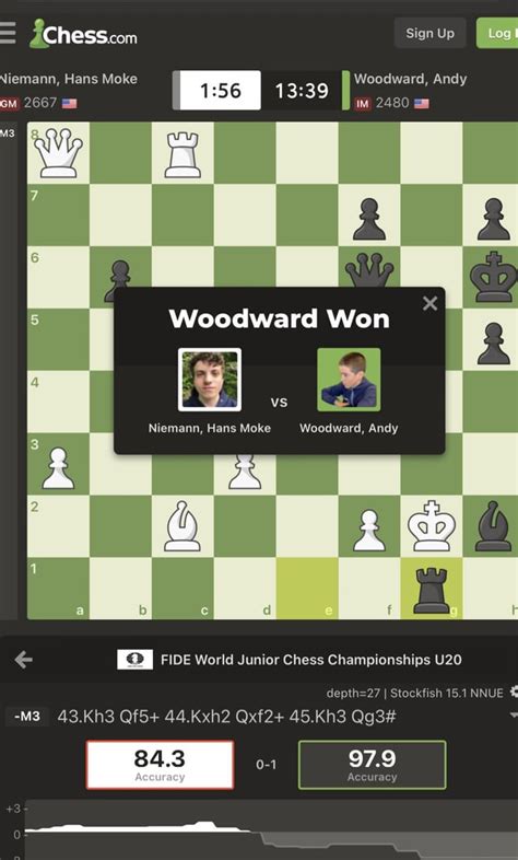 Hans Niemann Lose To 13 Years Old Im Andy Woodward Who Played An Almost