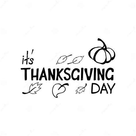 Hand Written Thanksgiving Day Lettering With Decor Stock Vector