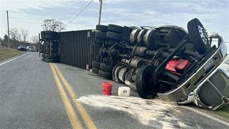 Tractor Trailer Overturned In Adams Co Causes Road Closure