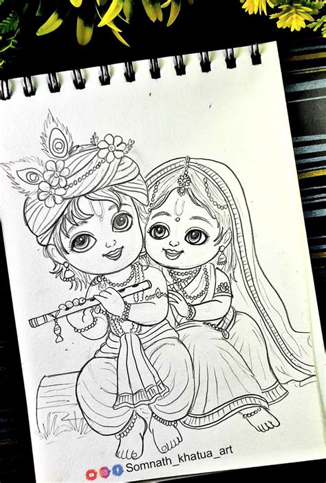 Cute Radha Krishna Drawing Sketch Radhakrishna Drawing Outline Pencil