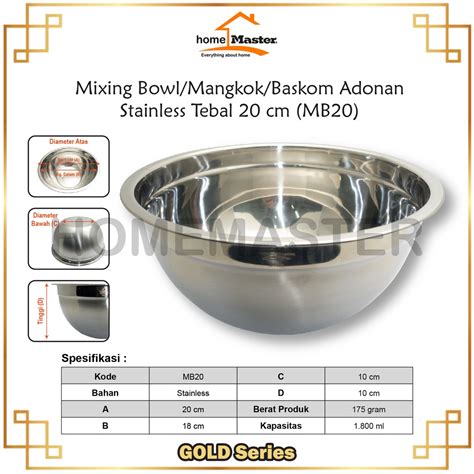 Jual Homemaster Mixing Salad Bowl Mangkok Baskom Adonan Stainless Tebal